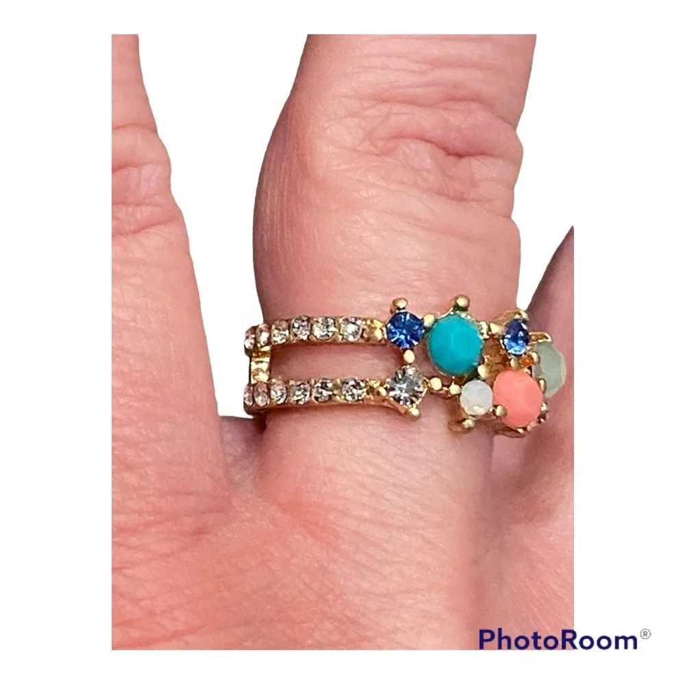 Multicolor stones and crystals ring - Picture 8 of 11